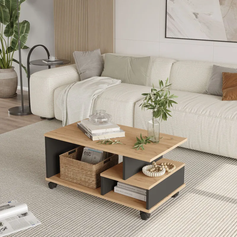 Solven Soffbord 90x42,5x51 cm - Ek/Antracit - Möbler - Vardagsrum - Soffbord & vardagsrumsbord - Soffbord