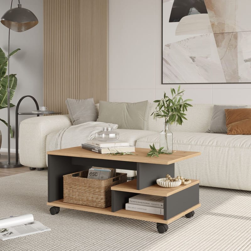 Solven Soffbord 90x42,5x51 cm - Ek/Antracit - Möbler - Vardagsrum - Soffbord & vardagsrumsbord - Soffbord