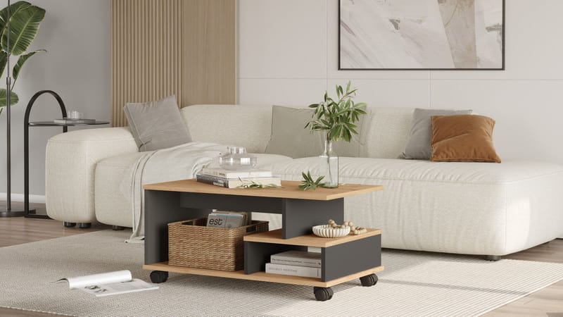 Solven Soffbord 90x42,5x51 cm - Ek/Antracit - Möbler - Vardagsrum - Soffbord & vardagsrumsbord - Soffbord