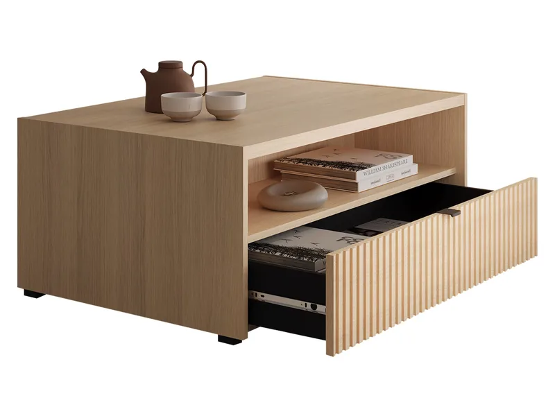 Sovren 100 cm Rektangulärt Soffbord med Lådor i Trä - Beige - Möbler - Vardagsrum - Soffbord & vardagsrumsbord - Soffbord
