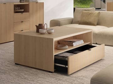 Sovren 100 cm Rektangulärt Soffbord med Lådor i Trä - Beige - Möbler - Vardagsrum - Soffbord & vardagsrumsbord - Soffbord