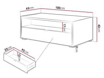 Sovren 100 cm Rektangulärt Soffbord med Lådor i Trä - Beige - Möbler - Vardagsrum - Soffbord & vardagsrumsbord - Soffbord