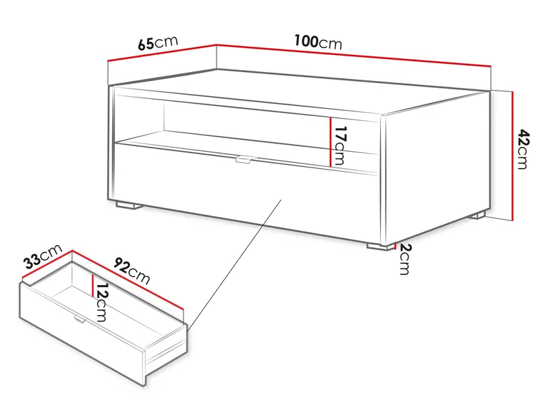 Sovren 100 cm Rektangulärt Soffbord med Lådor i Trä - Beige - Möbler - Vardagsrum - Soffbord & vardagsrumsbord - Soffbord