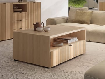 Sovren 100 cm Rektangulärt Soffbord med Lådor i Trä - Beige - Möbler - Vardagsrum - Soffbord & vardagsrumsbord - Soffbord