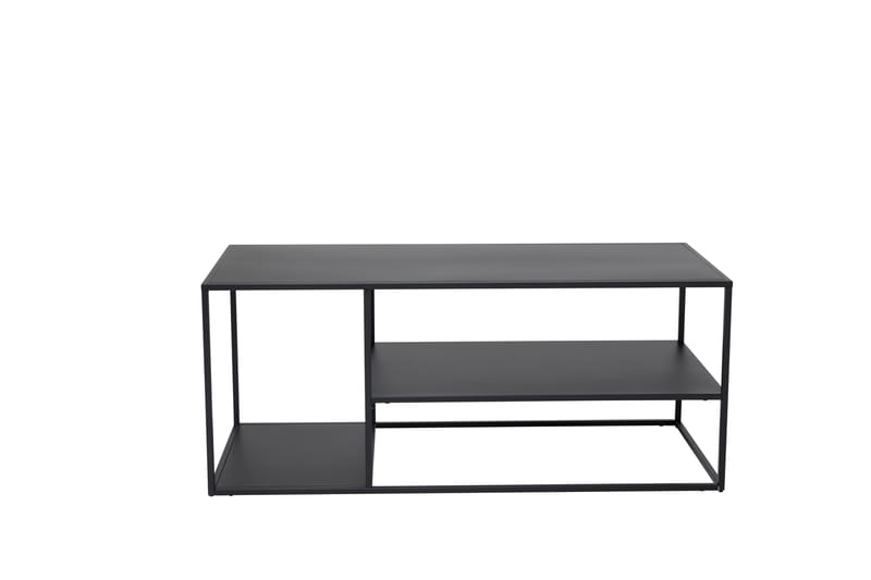 Staal 50 cm Rektangulärt Soffbord med Hyllor i Metall, Svart