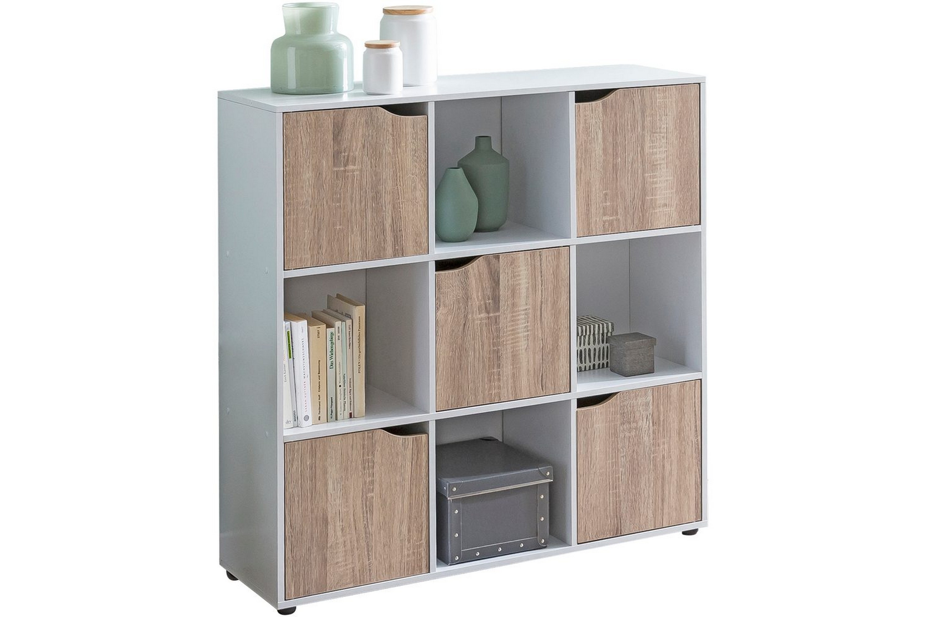 stående hylla wohnling massa melaminbelagd spånskiva med förvaringsutrymme 5 dörrar modern -