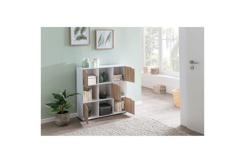 Stående hylla Wohnling Massa Melaminbelagd spånskiva med förvaringsutrymme 5 dörrar Modern - Möbler - Vardagsrum - Soffbord & vardagsrumsbord - Avlastningsbord & konsolbord