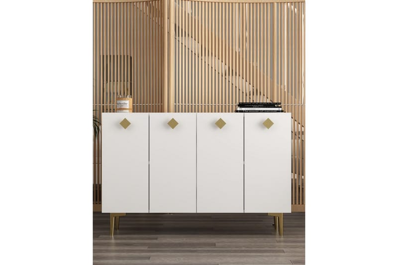 Sylas Konsollbord 120x120 cm - Vit/Guld - Möbler - Vardagsrum - Soffbord & vardagsrumsbord - Avlastningsbord & konsolbord