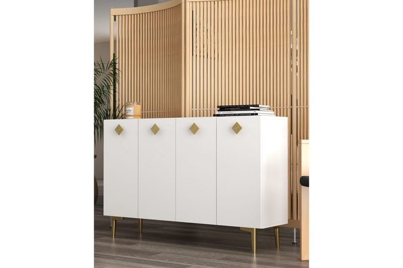 Sylas Konsollbord 120x120 cm - Vit/Guld - Möbler - Vardagsrum - Soffbord & vardagsrumsbord - Avlastningsbord & konsolbord