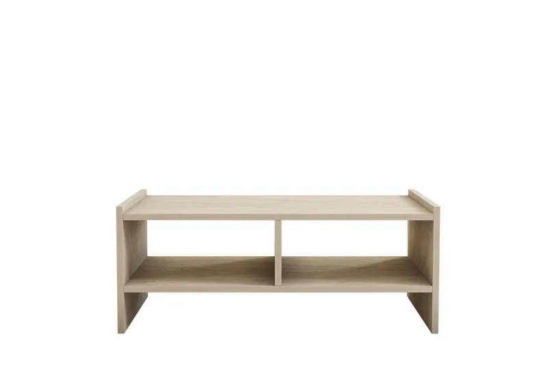 Taharoa 90 cm Rektangulärt Soffbord med Hyllor i Trä, Beige