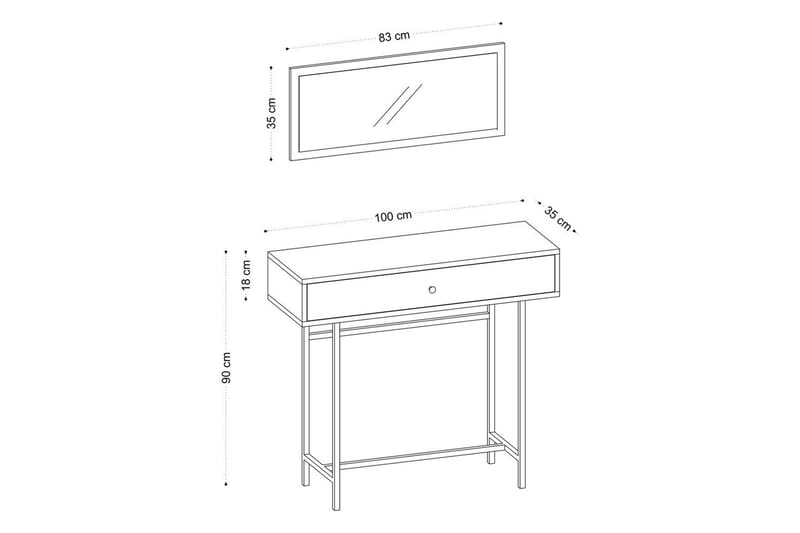 Taharoa Konsollbord 100 cm - Ek/Svart - Möbler - Vardagsrum - Soffbord & vardagsrumsbord - Avlastningsbord & konsolbord