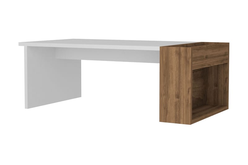 TARAQ Soffbord 95 cm Vit/Valnötsbrun - Bord - Soffbord