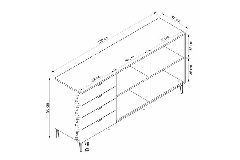 Tarnen Konsollbord 180 cm - Svart/Sand/Vit - Möbler - Vardagsrum - Soffbord & vardagsrumsbord - Avlastningsbord & konsolbord