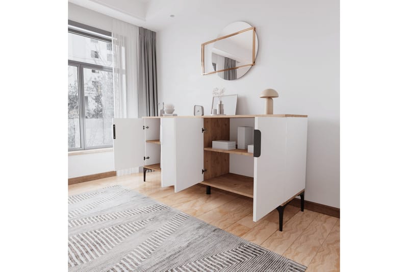 Tarz Konsollbord 180 cm - Ek/Vit - Möbler - Vardagsrum - Soffbord & vardagsrumsbord - Avlastningsbord & konsolbord