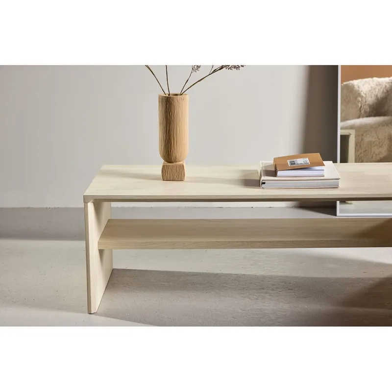 Telemarket Rektangulärt Soffbord 110 cm med Hylla i Trä - Beige - Möbler - Vardagsrum - Soffbord & vardagsrumsbord - Soffbord