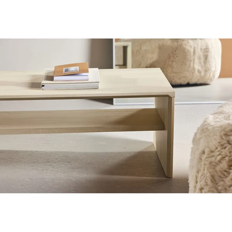 Telemarket Rektangulärt Soffbord 110 cm med Hylla i Trä - Beige - Möbler - Vardagsrum - Soffbord & vardagsrumsbord - Soffbord