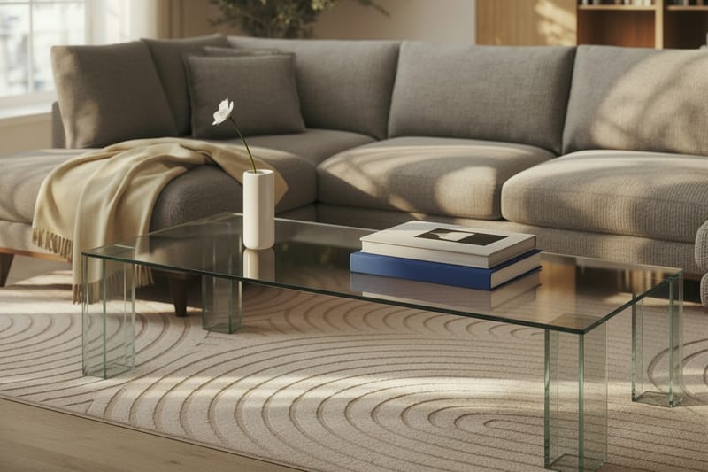 Tetsuya Rektangulärt Soffbord 140x60x30 cm i Glas - Transparent - Möbler - Vardagsrum - Soffbord & vardagsrumsbord - Soffbord