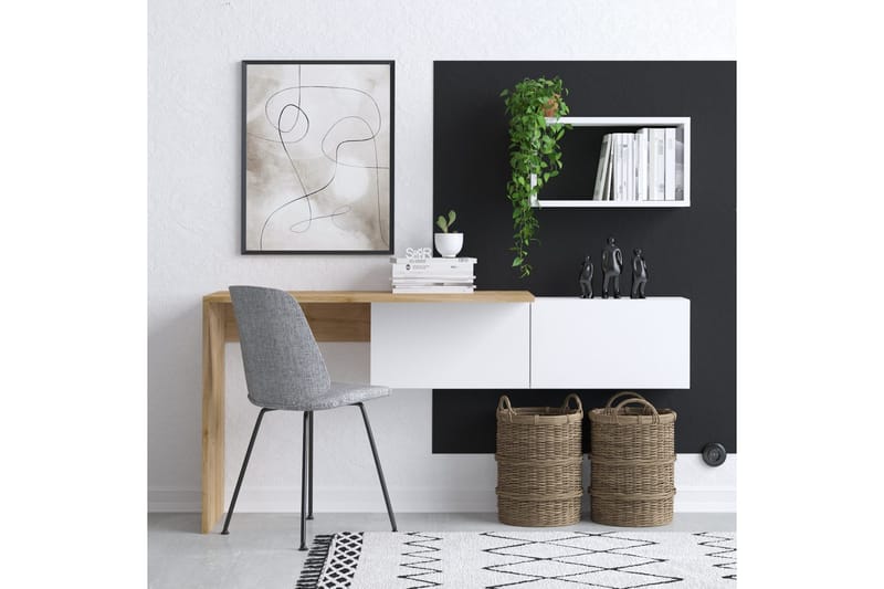 Tiff Skrivbord 74x45 cm Vit/Brun, Hanah Home