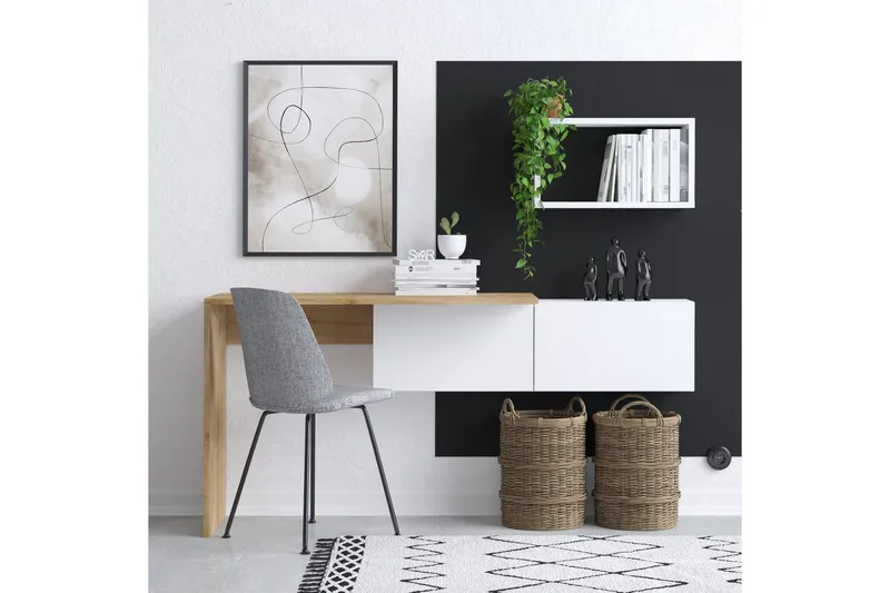 Tiff Skrivbord 74x45 cm Vit/Brun, Hanah Home