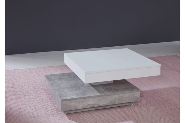 TOMASI Soffbord 70 cm med Förvaring Hyllor Betonggrå/Vit - Bord - Soffbord