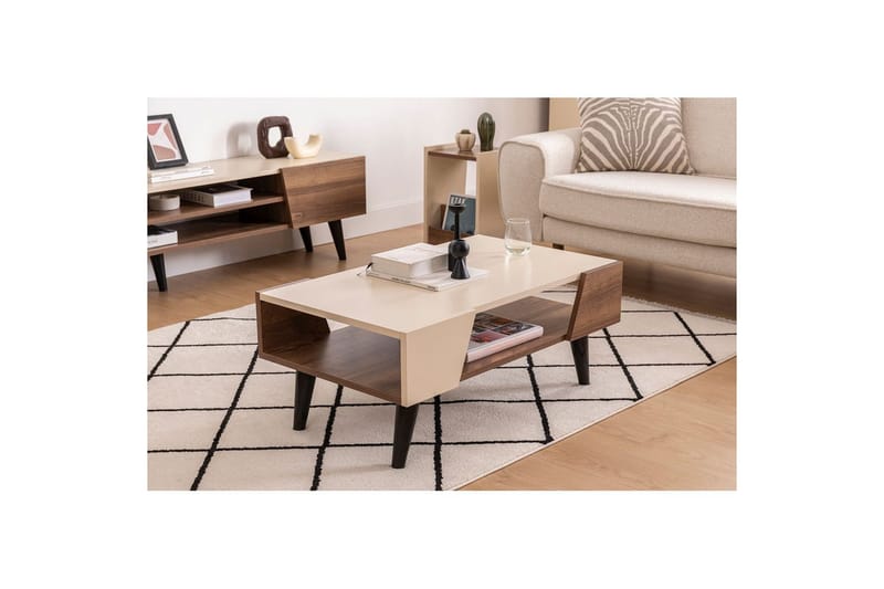 Torin Soffbord 90 cm - Valnöt/Beige - Möbler - Vardagsrum - Soffbord & vardagsrumsbord - Soffbord