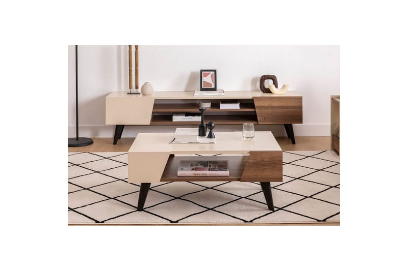 Torin Soffbord 90 cm - Valnöt/Beige - Möbler - Vardagsrum - Soffbord & vardagsrumsbord - Soffbord