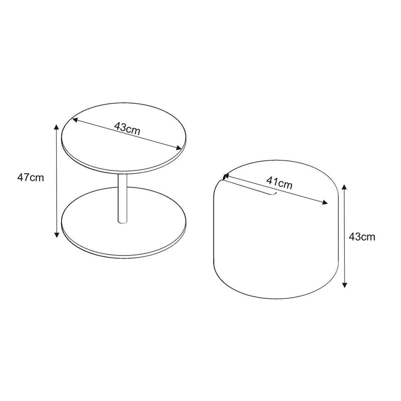 Torven Set med sidobord 43x47x43 cm - Svart - Möbler - Vardagsrum - Soffbord & vardagsrumsbord - Brickbord