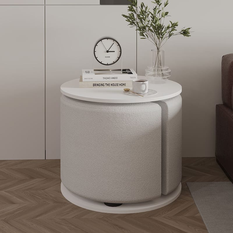 Torven Set med sidobord 43x47x43 cm - Vit - Möbler - Vardagsrum - Soffbord & vardagsrumsbord - Brickbord