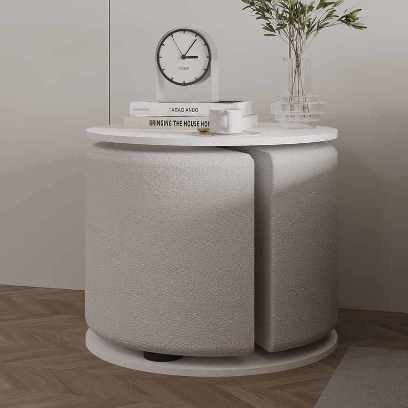 Torven Set med sidobord 43x47x43 cm - Vit - Möbler - Vardagsrum - Soffbord & vardagsrumsbord - Brickbord