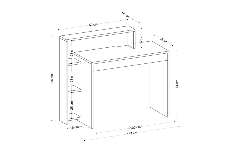 TRELLA Skrivbord 95x45 cm Vit - Skrivbord - Bord