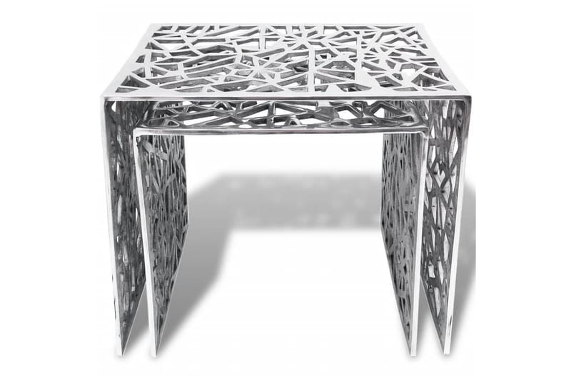 Tvådelat sats-sidobord fyrkantigt aluminium silver - Silver - Bord - Satsbord