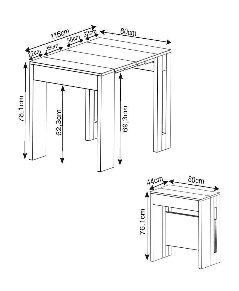 Ulven Förlängningsbart konsollbord 80 cm - Möbler - Vardagsrum - Soffbord & vardagsrumsbord - Avlastningsbord & konsolbord