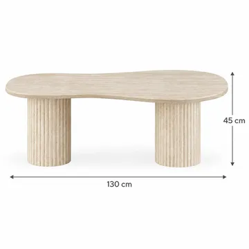 Uppveda Asymmetriskt Soffbord 130x70 cm med Travertinutseende - Beige - Möbler - Vardagsrum - Soffbord & vardagsrumsbord - Soffbord