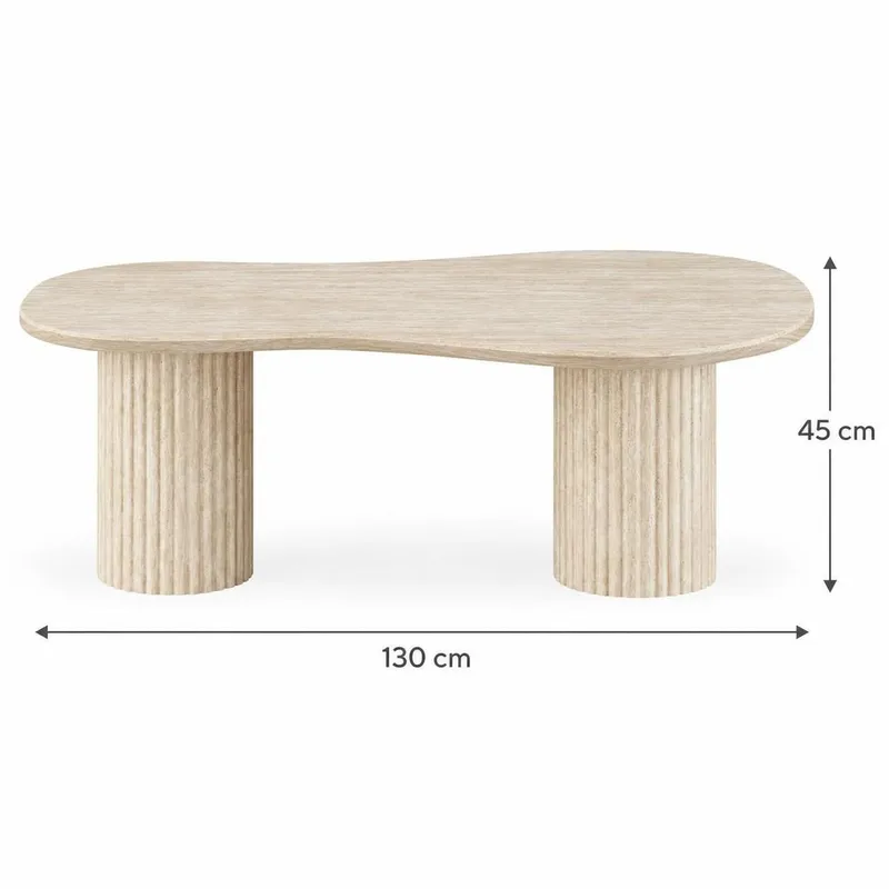 Uppveda Asymmetriskt Soffbord 130x70 cm med Travertinutseende - Beige - Möbler - Vardagsrum - Soffbord & vardagsrumsbord - Soffbord