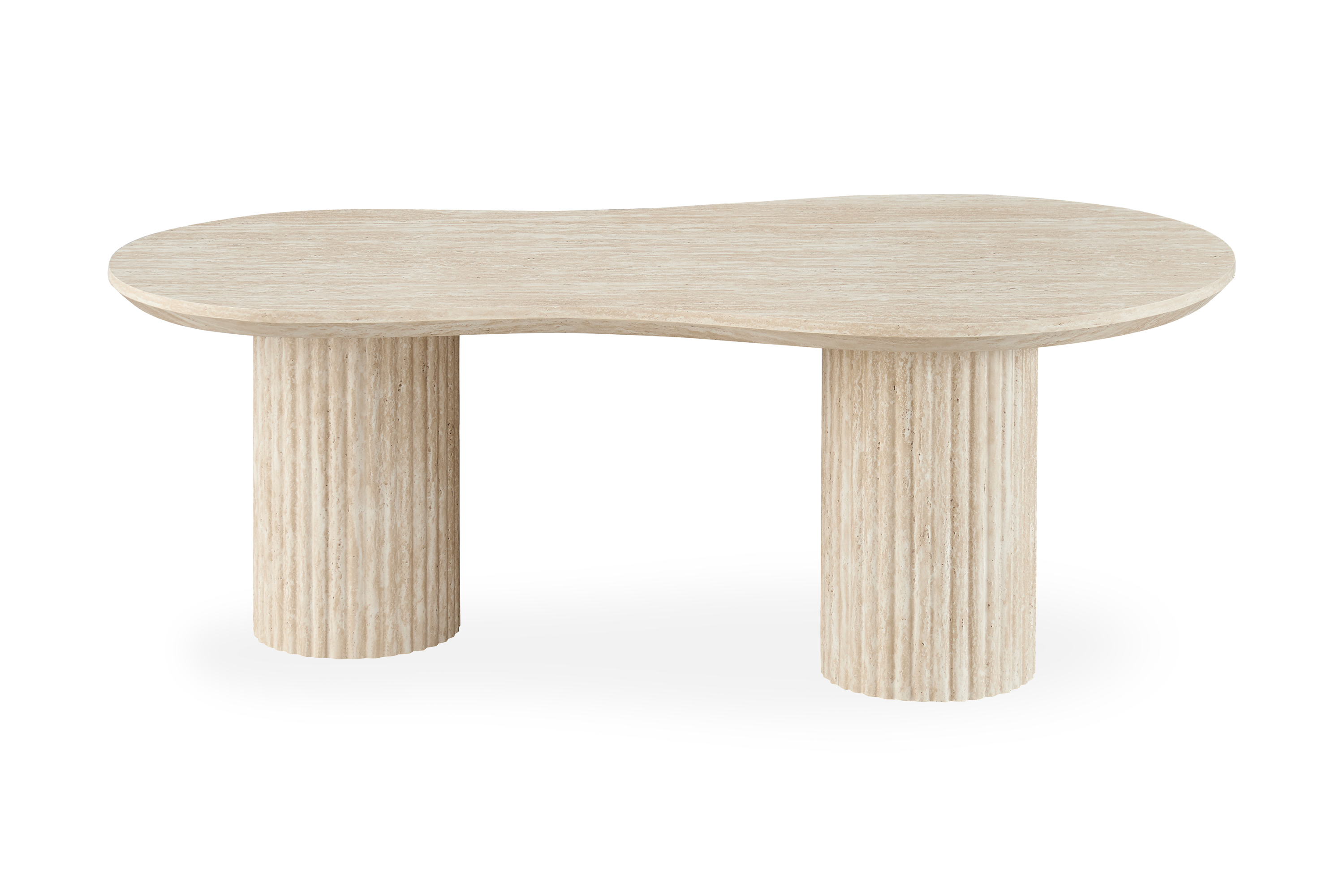 uppveda asymmetriskt soffbord travertin utseende 130x70 cm beige -