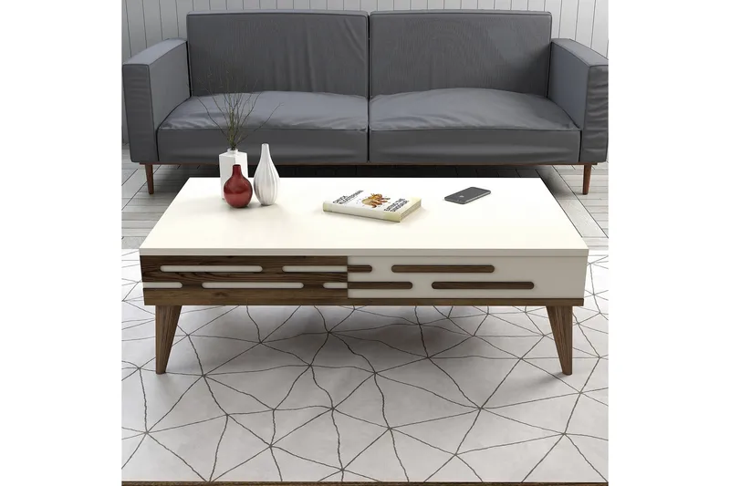 Valensiya Soffbord 105 cm - Valnöt/Cream - Möbler - Vardagsrum - Soffbord & vardagsrumsbord - Soffbord
