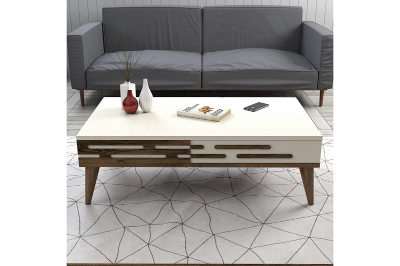 Valensiya Soffbord 105 cm - Valnöt/Cream - Möbler - Vardagsrum - Soffbord & vardagsrumsbord - Soffbord