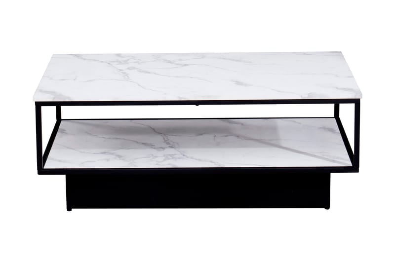 VAMANA Soffbord 120cm Förvaring Hylla Marmormönster Grå/Vit/ - Bord - Marmorbord - Soffbord