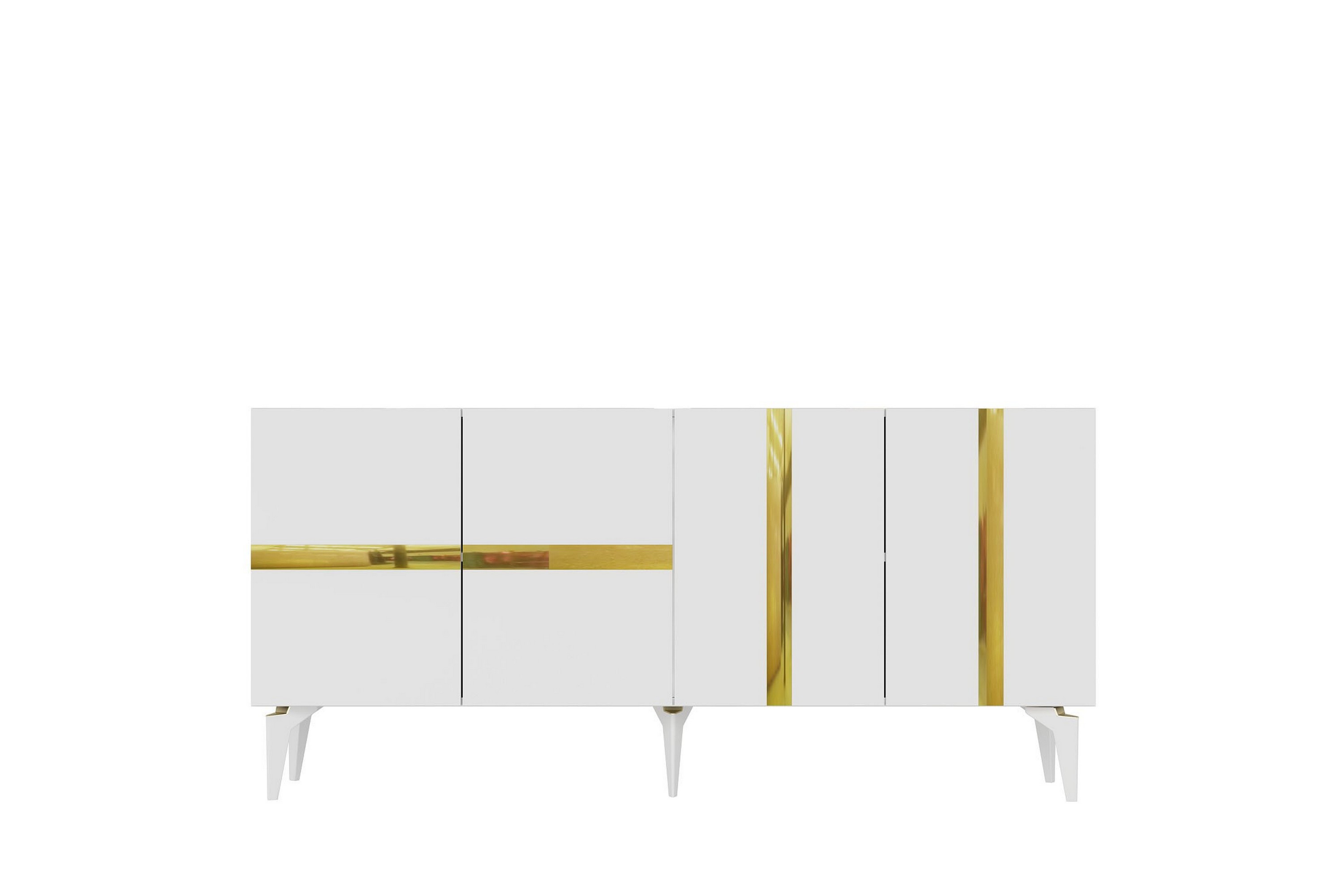 vania konsollbord 150 cm vit/guld -