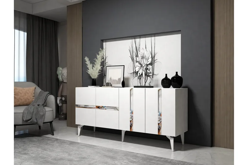 Vania Konsollbord 150 cm - Vit/Silver - Möbler - Vardagsrum - Soffbord & vardagsrumsbord - Avlastningsbord & konsolbord