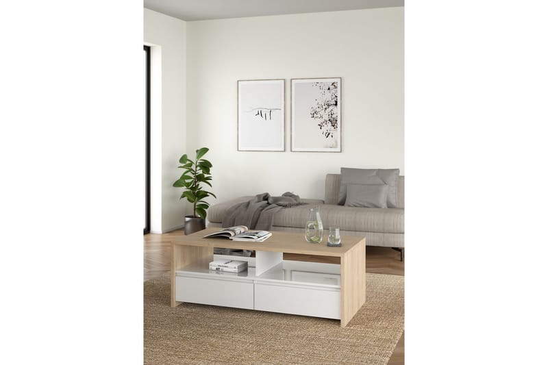 Varun Soffbord 120 cm - Vit/Natur - Möbler - Vardagsrum - Soffbord & vardagsrumsbord - Soffbord