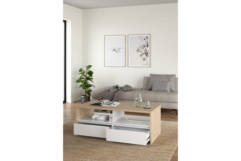 Varun Soffbord 120 cm - Vit/Natur - Möbler - Vardagsrum - Soffbord & vardagsrumsbord - Soffbord