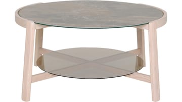 Vasa Ø90 cm Runt Soffbord med Förvaring i Glas med Träben - Brungrå - Möbler - Vardagsrum - Soffbord & vardagsrumsbord - Soffbord