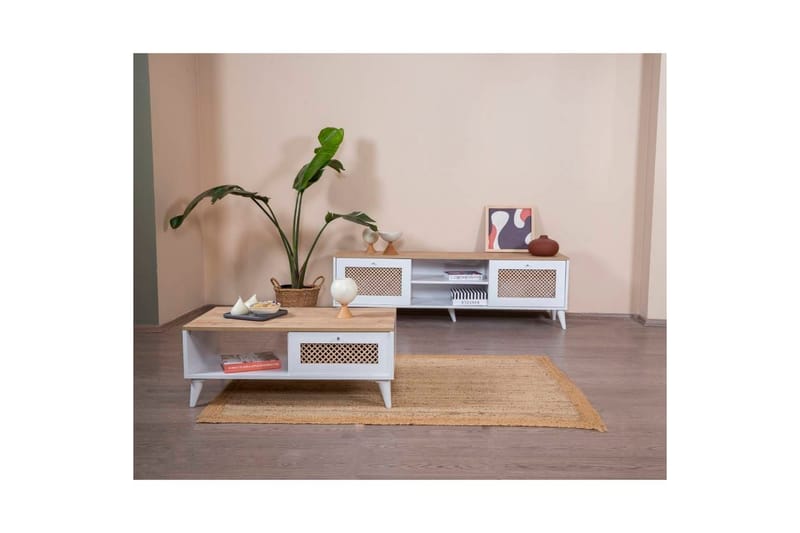 Velin Soffbord 55 cm - Mediumfärgat trä/Vit - Möbler - Vardagsrum - Soffbord & vardagsrumsbord - Soffbord