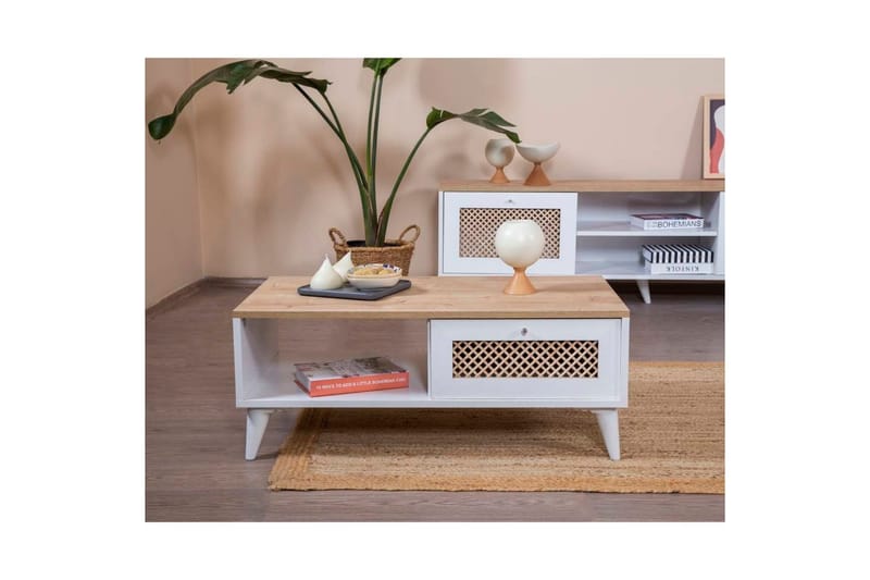 Velin Soffbord 55 cm - Mediumfärgat trä/Vit - Möbler - Vardagsrum - Soffbord & vardagsrumsbord - Soffbord