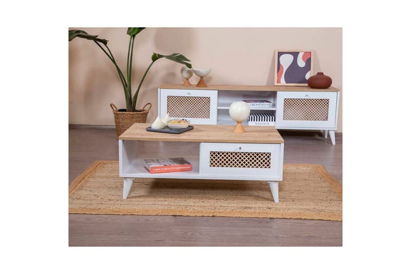 Velin Soffbord 55 cm - Mediumfärgat trä/Vit - Möbler - Vardagsrum - Soffbord & vardagsrumsbord - Soffbord