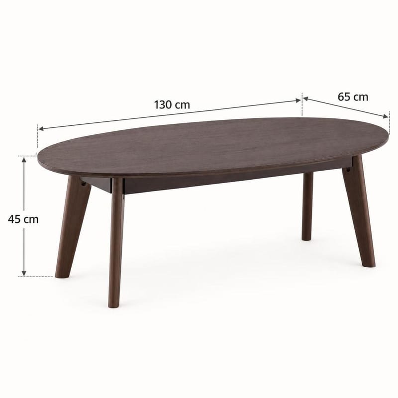 Velo Ovalt Soffbord 130x65 cm med Trä- och Rökt Ek-utseende - Rökt ek - Möbler - Vardagsrum - Soffbord & vardagsrumsbord - Soffbord