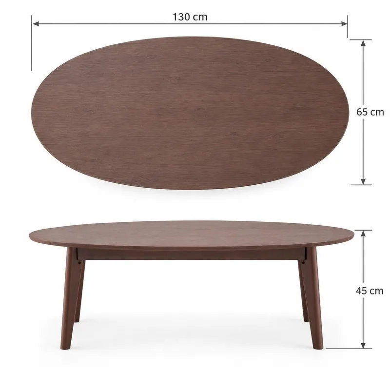 Velo Ovalt Soffbord 130x65 cm med Trä- och Valnötsutseende - Brun - Möbler - Vardagsrum - Soffbord & vardagsrumsbord - Soffbord