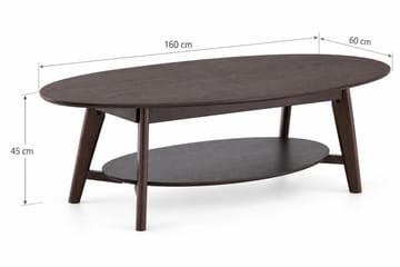 Velo Ovalt Soffbord med Hylla 160x60 cm med Trä- och Rökt Ek-utseende - Rökt ek - Möbler - Vardagsrum - Soffbord & vardagsrumsbord - Soffbord
