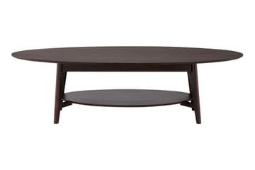 Velo Ovalt Soffbord med Hylla 160x60 cm med Trä- och Rökt Ek-utseende - Rökt ek - Möbler - Vardagsrum - Soffbord & vardagsrumsbord - Soffbord